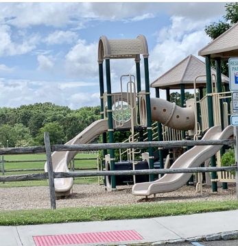 Playground equipment in a North Brunswick park